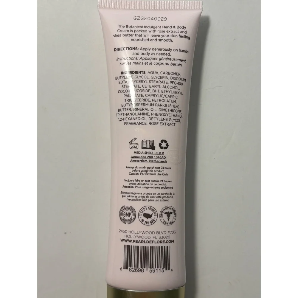 Pearl De Flore Botanical Indulgent Hand & Body Cream 4.9oz Rose Shea Butter OPEN